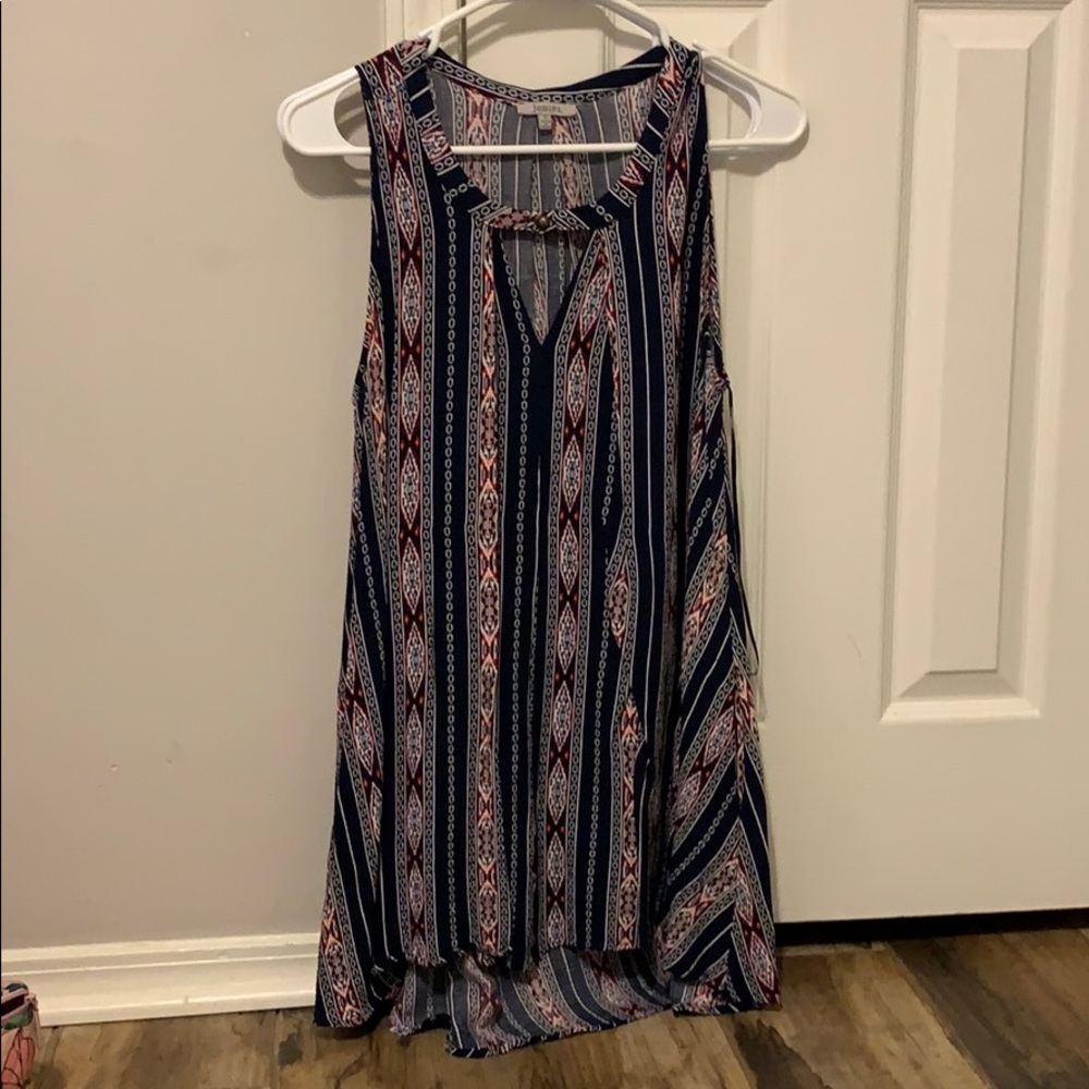 navy tribal print dress